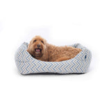 blue grey chevron pattern ecofriendly soft comfy fabric nest dog bed project blu danube