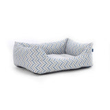 blue grey chevron pattern ecofriendly soft comfy fabric nest dog bed side view project blu danube