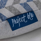 blue grey chevron pattern ecofriendly soft fabric dog bed close up project blu danube