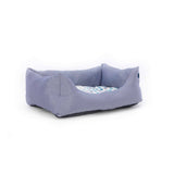 blue white ecofriendly soft cosy fabric dog nest bed side view project blu bengal