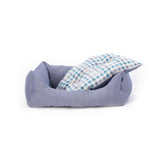 blue white ecofriendly soft cosy fabric dog nest bed with washable cover removable cushion project blu bengal